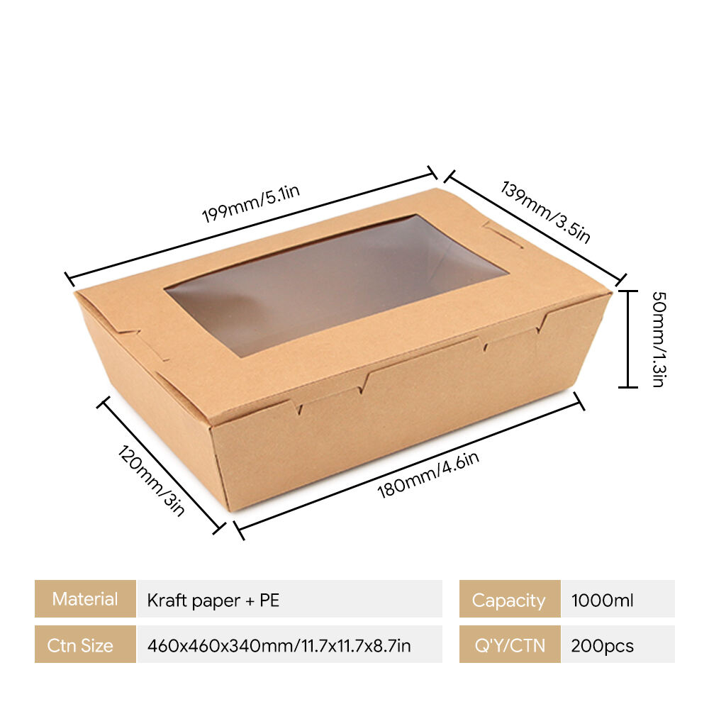 Kraft Paper Food Box with PE Window | Leakproof & Grease-Resistant Takeaway Container