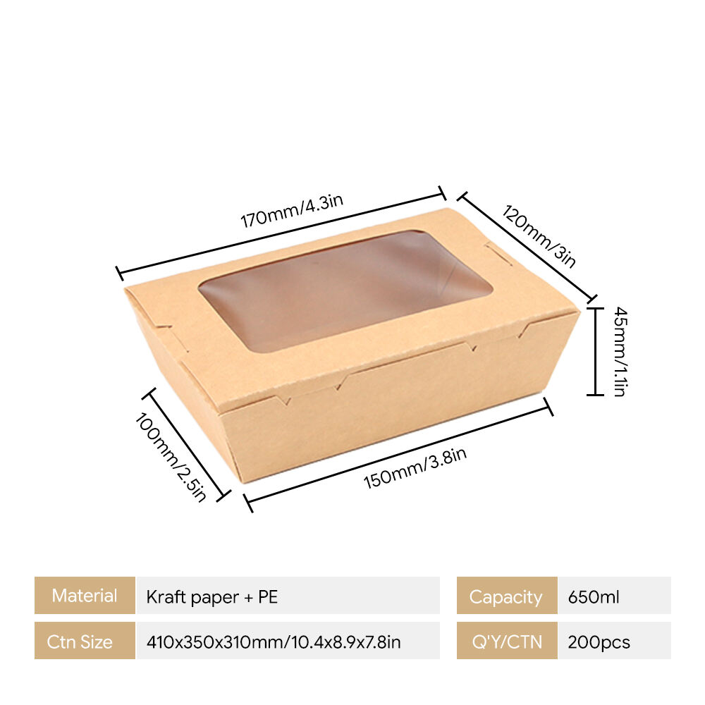 Kraft Paper Food Box with PE Window | Leakproof & Grease-Resistant Takeaway Container