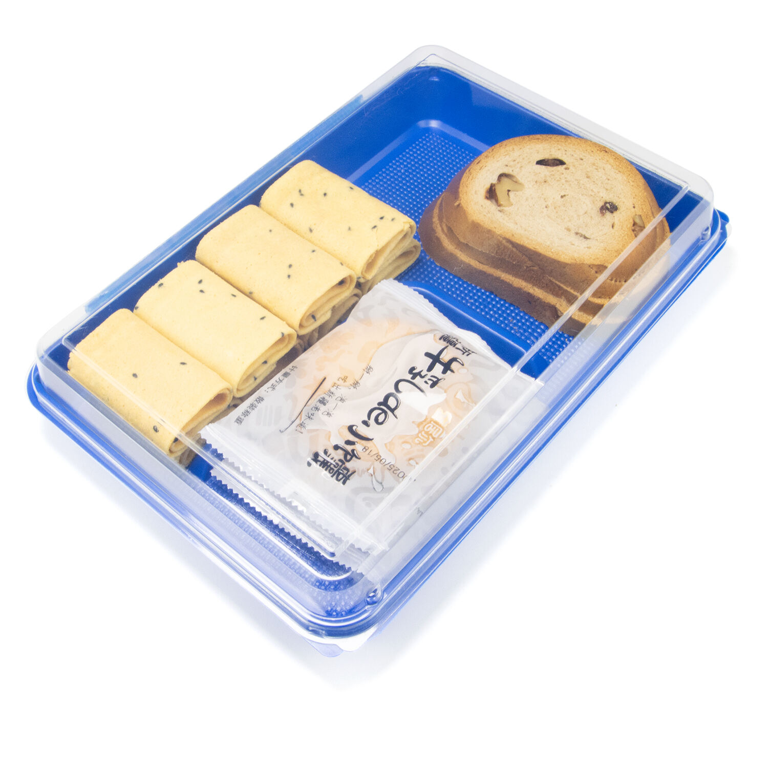青いリサイクル可能なPPプラスチック食品容器（PET蓋付き）