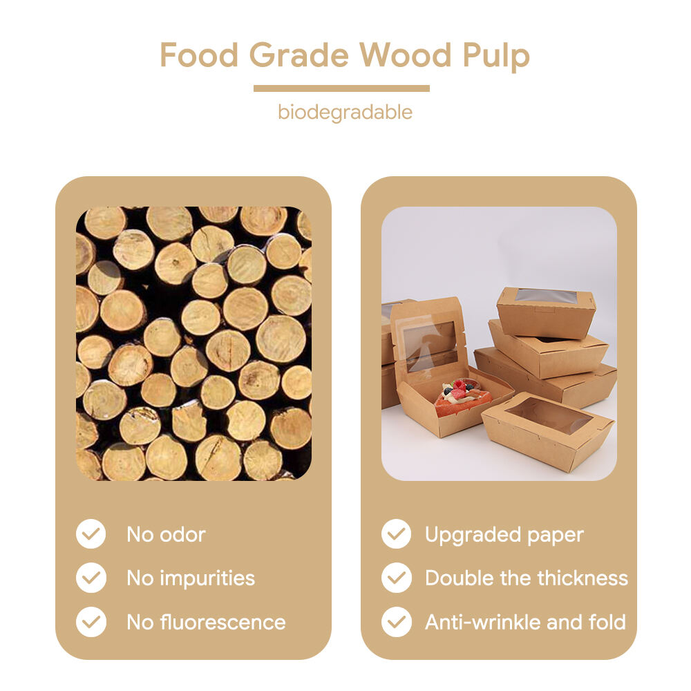 Kraft Paper Food Box with PE Window | Leakproof & Grease-Resistant Takeaway Container