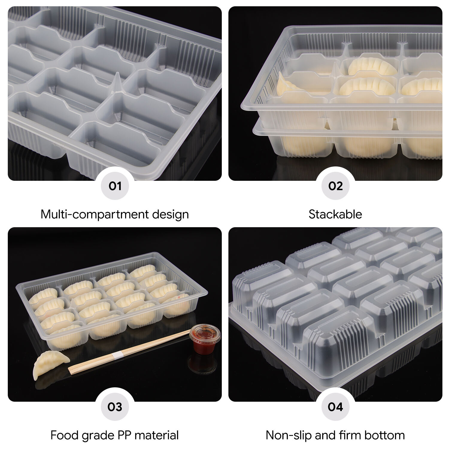 Jednorazowa taca PP na pierogi, opakowanie spożywcze