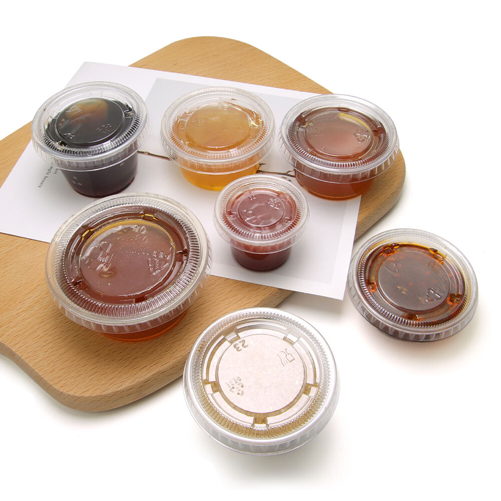 2oz Einwegklar PP Soßenschale mit PET Deckel Verpackungsbehälter