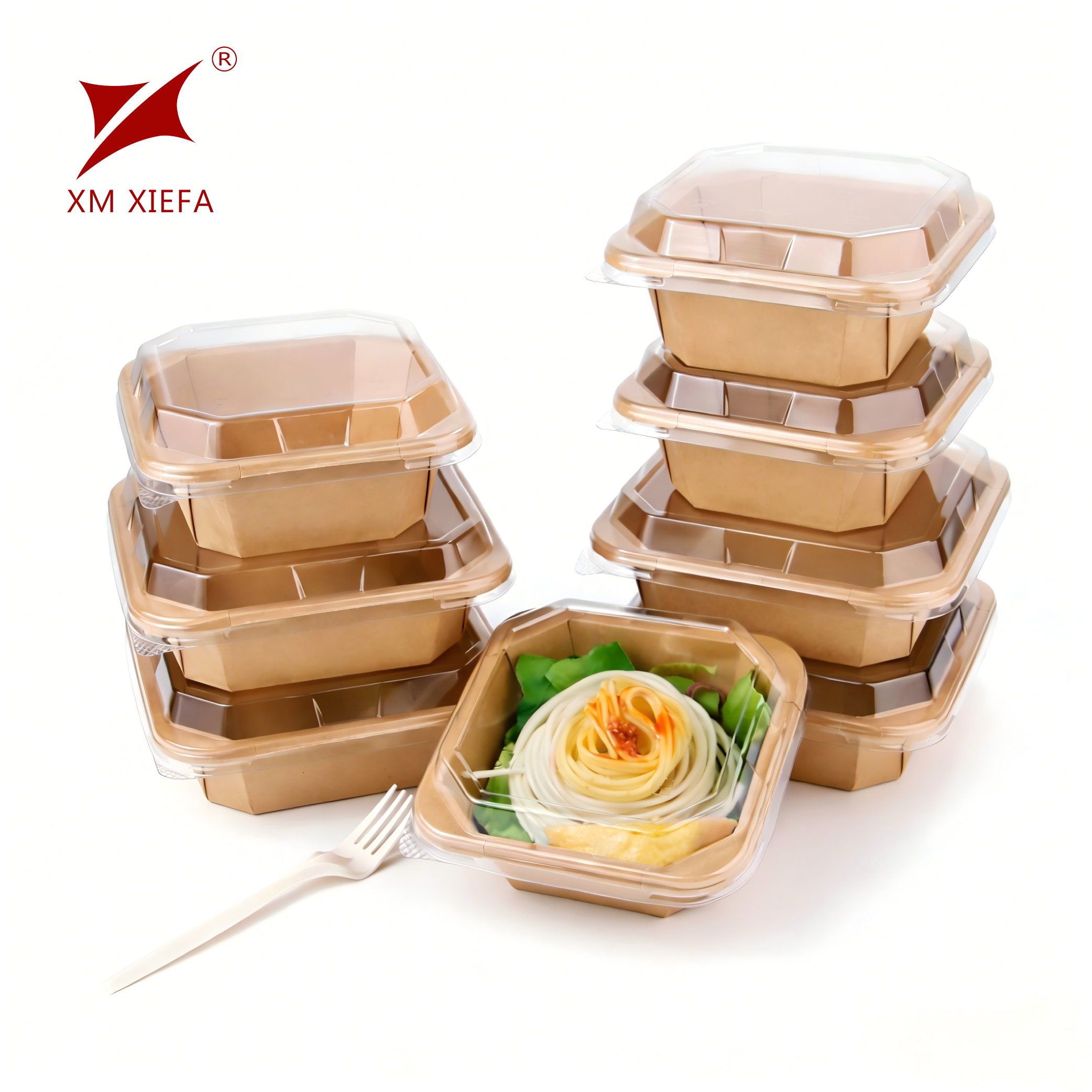 Kraft Kağızdan Səkkizbucaqlı Qida Qabı | Bir dəfəlik istifadə üçün və kompostlanabilən qida daşınma qutusu | Fabrikdən birbaşa