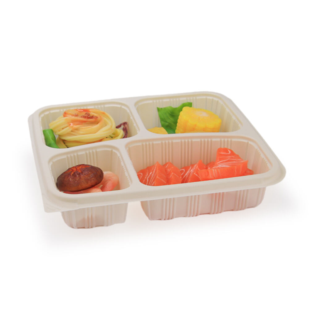 4 Bölmeli Biyolojik Olarak Parçalanabilir Atılabilir Mısır Nişastalı Öğle Yemeği Kutusu