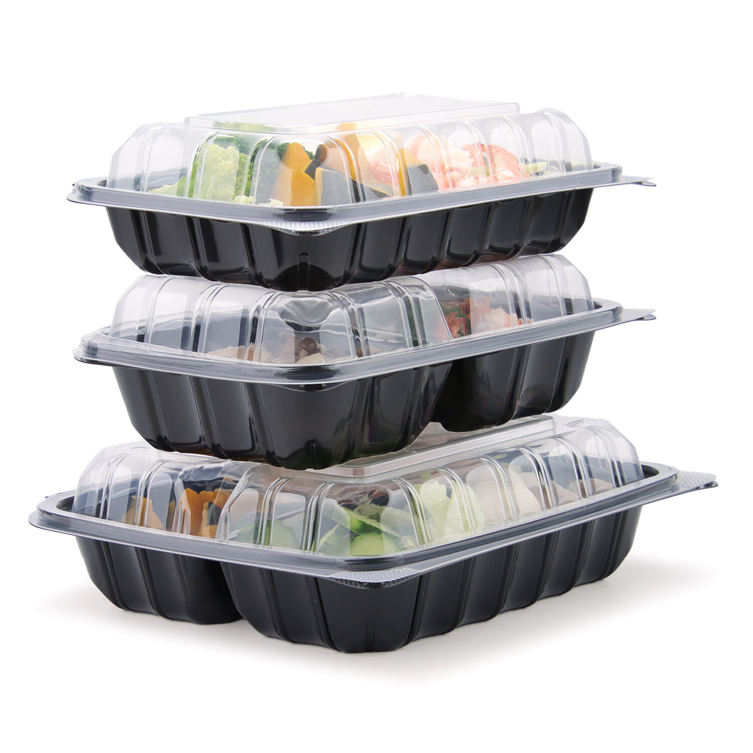 Disposable Double-color PP Clamshell Food Containers – Black Base with ...
