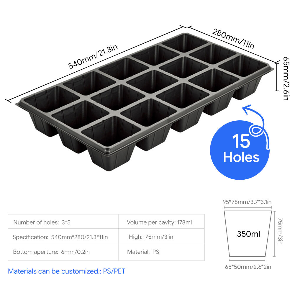 Fabriksanpassade partihandelsplantkärl i plast med 15 hål PS | Lämpliga för grönsaksplantor