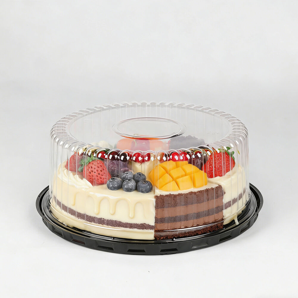 Zavod tomonidan sozlanadigan xalqaro savdo uchun shaffof PET aylana tort qutisi boshqaruv konteyneri