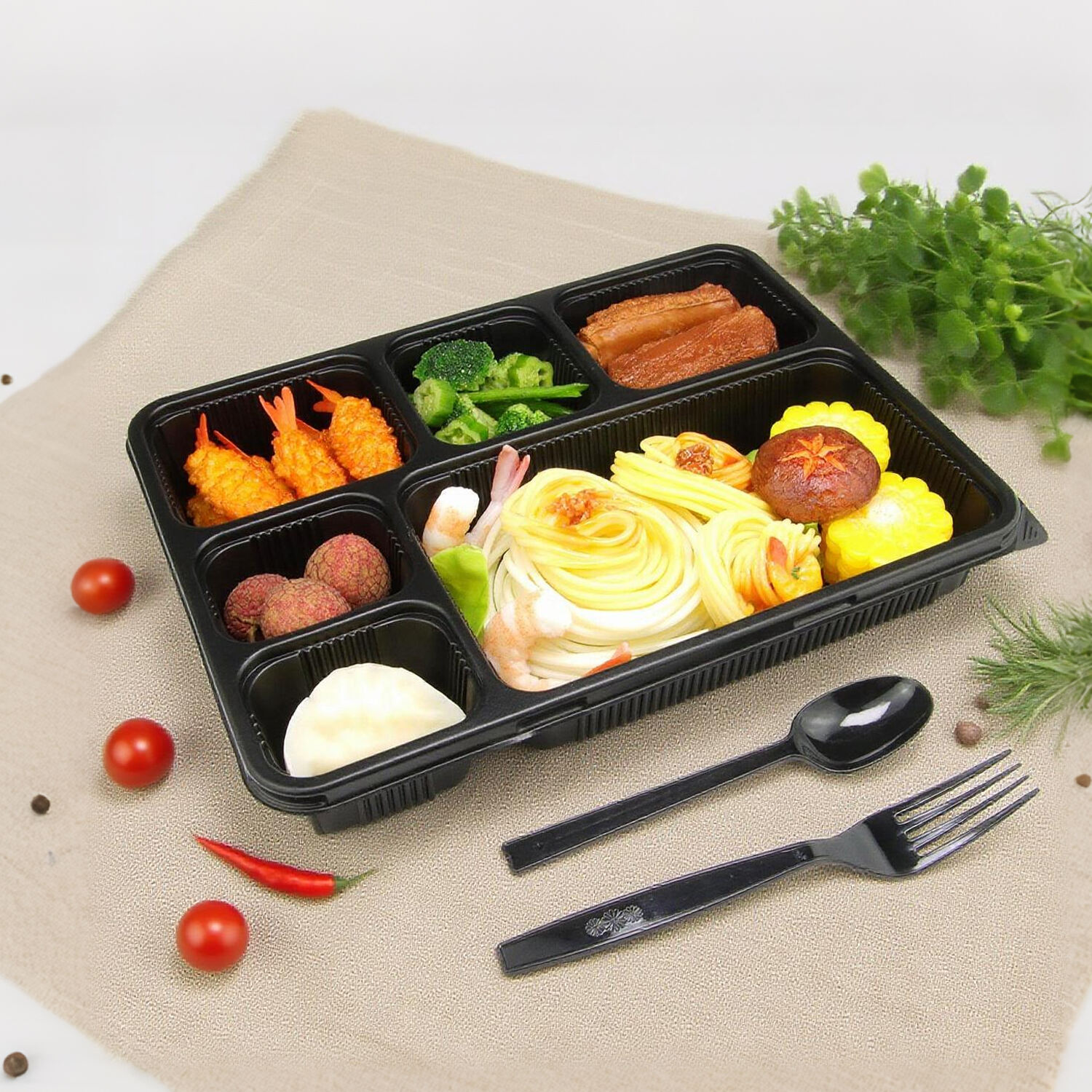 Eine praktische und umweltfreundliche Lunchbox – eine mikrowellengeeignete und kühlschranktaugliche 6-Fach-PP-Blister-Lunchbox
