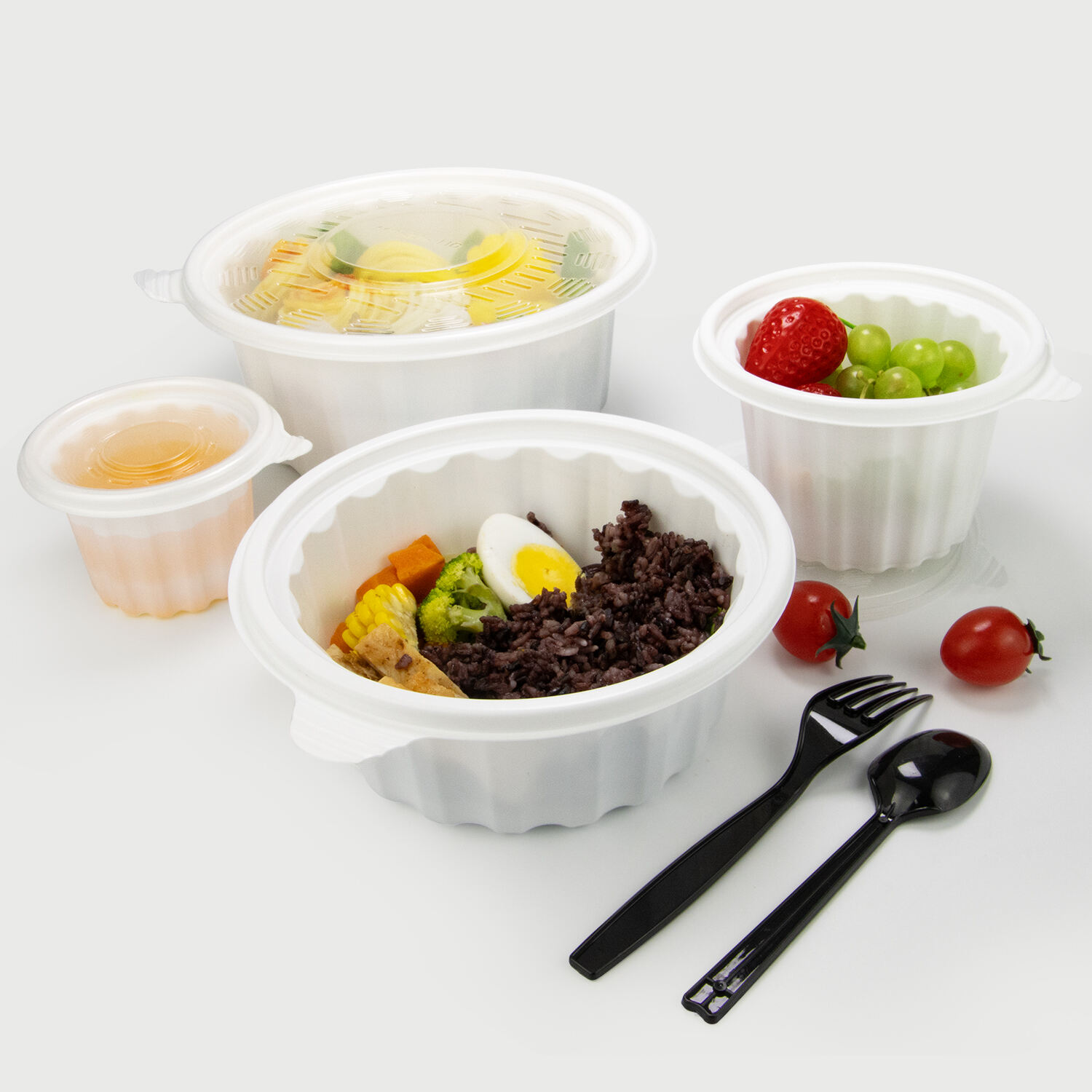 ホワイト色使い捨てリサイクル可能なPPボウル・テイクアウト食品容器