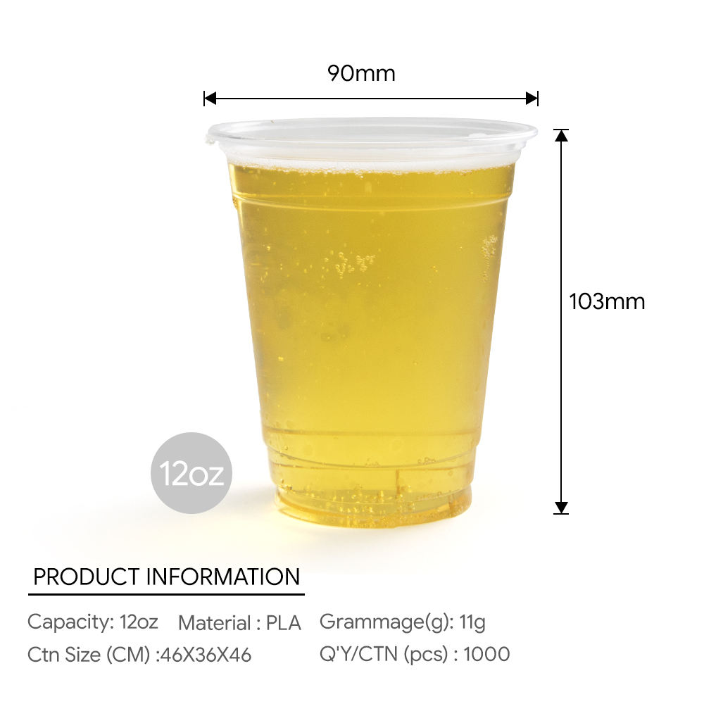 كؤوس بلاستيكية قابلة للاستخدام مرة واحدة من مادة PET وPLA، للبيع بالجملة من مصنع XM XIEFA