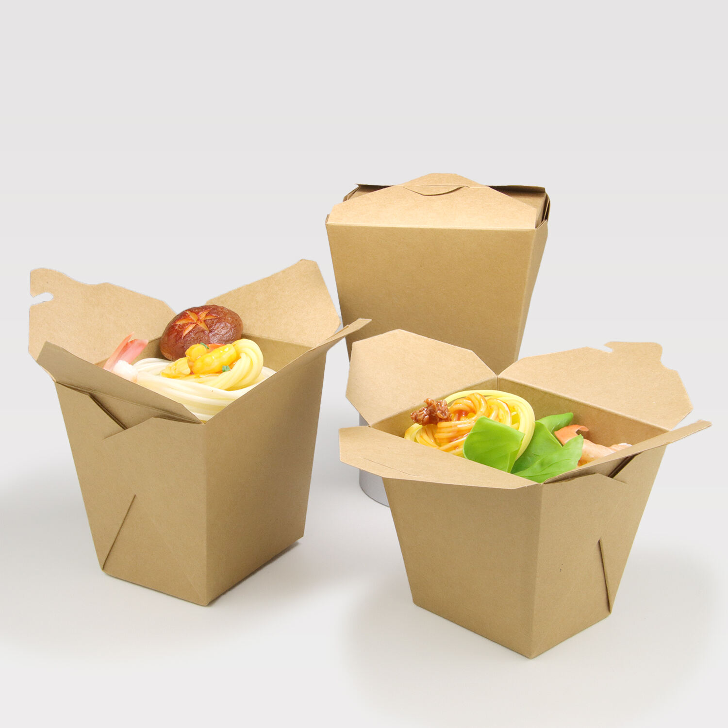 カスタムホワイトロット生分解性クラフト紙製ヌードルバケツ（テイクアウト用食品容器）
