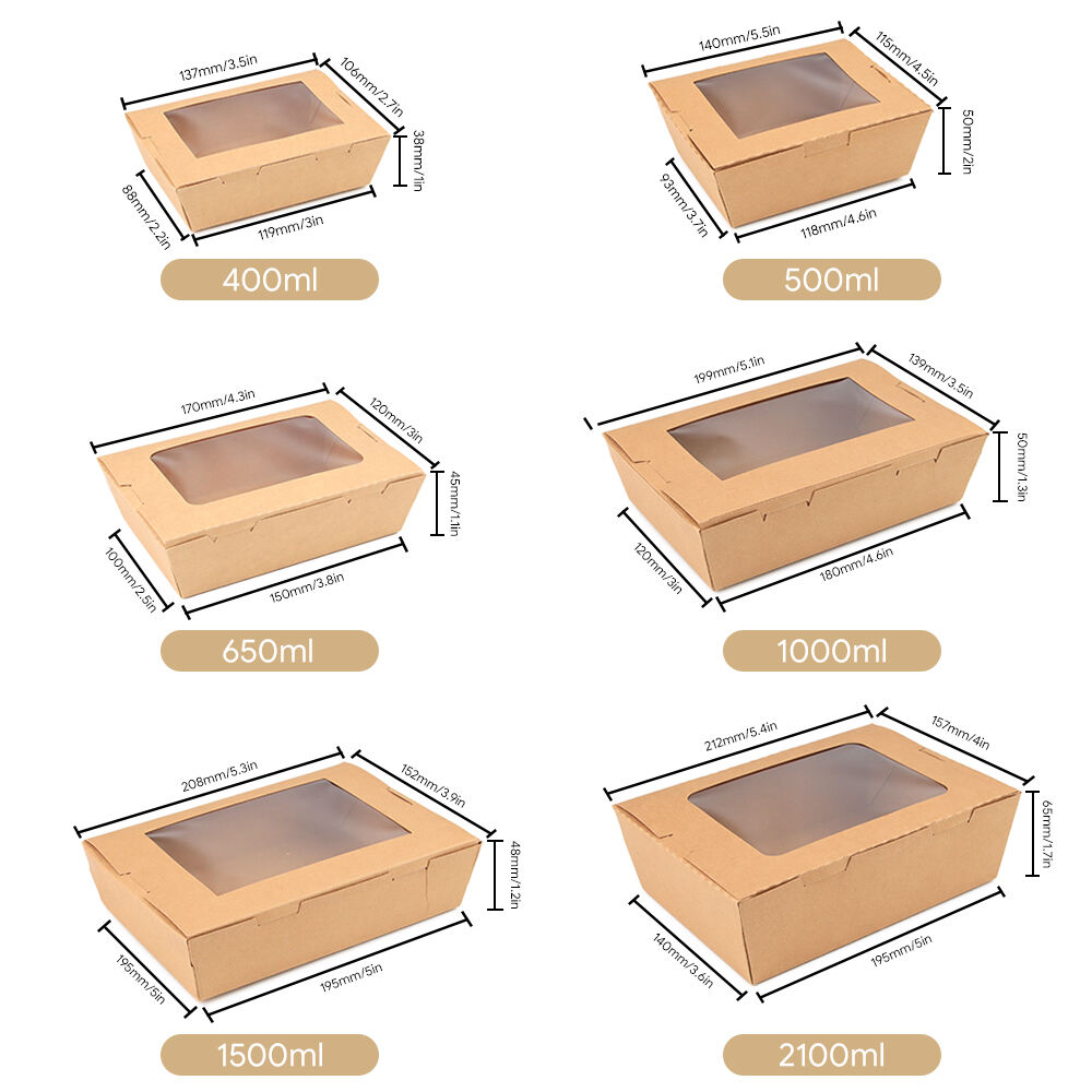 Kraft Paper Food Box with PE Window | Leakproof & Grease-Resistant Takeaway Container