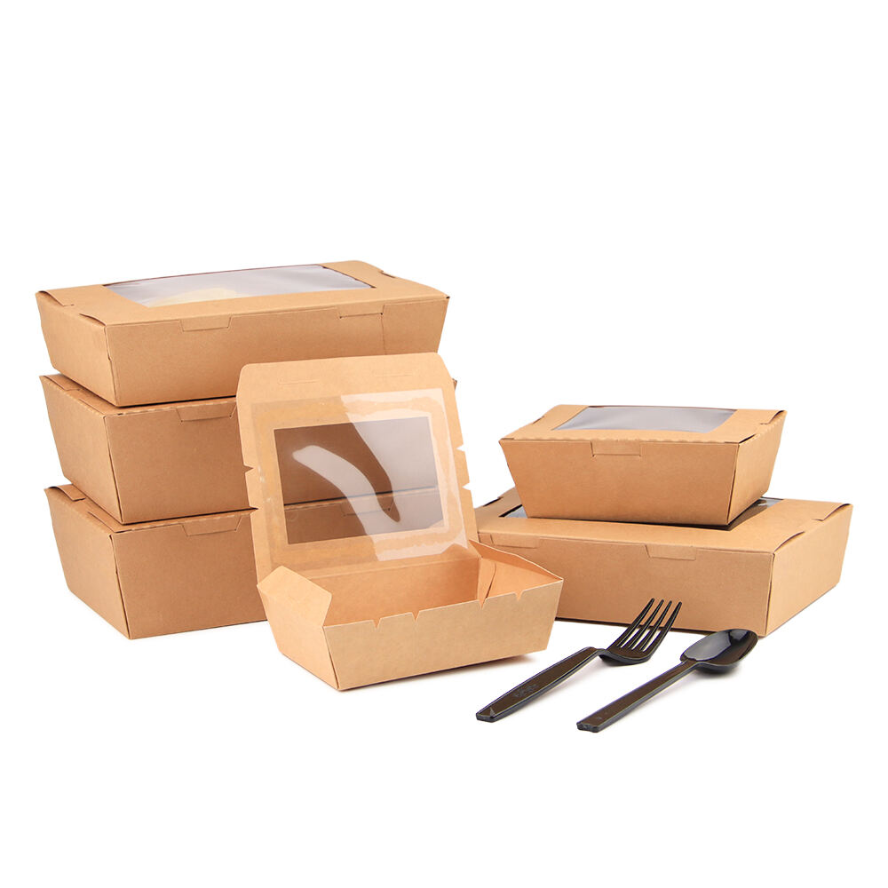 XM XIEFA Wholesale Kraft Paper Box with PE Window for Takeout Packaging