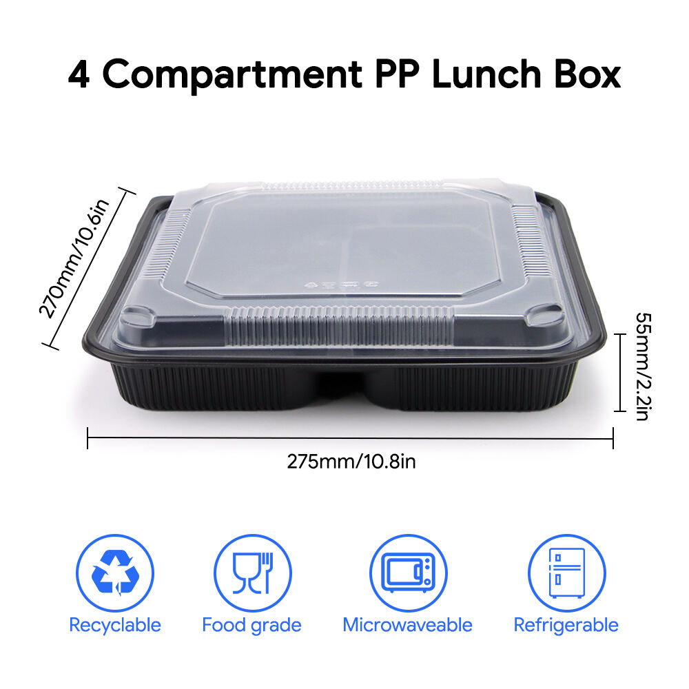 Jednorazowy pojemnik PP na jedzenie na wynos z pokrywką PET | Przeciwprzeciekowe pudełko do mikrofalówki