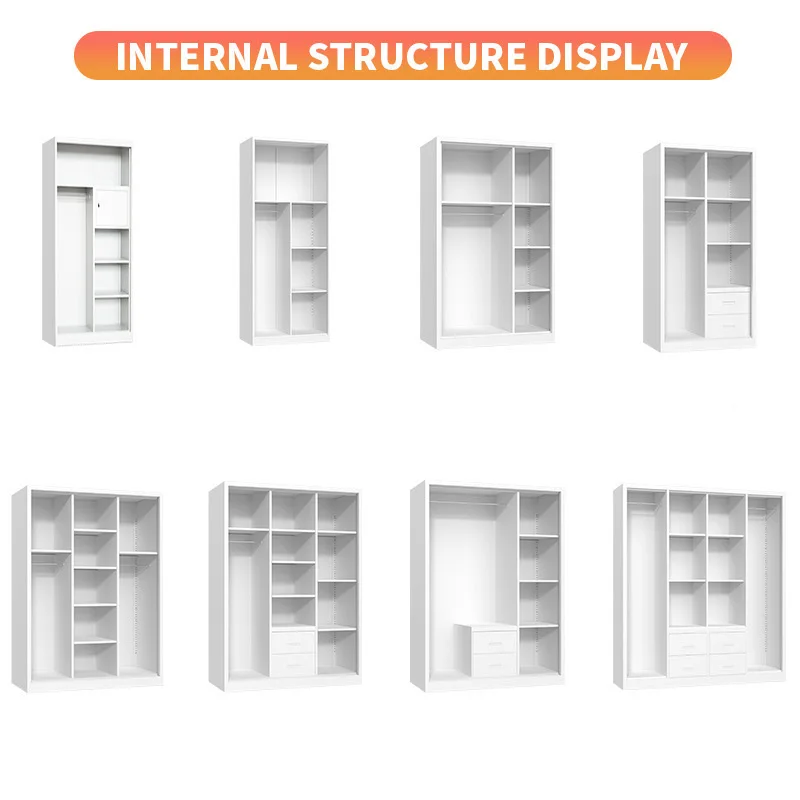 Patterned Steel Wardrobe with Sliding Door for Bedroom Clothes Organization