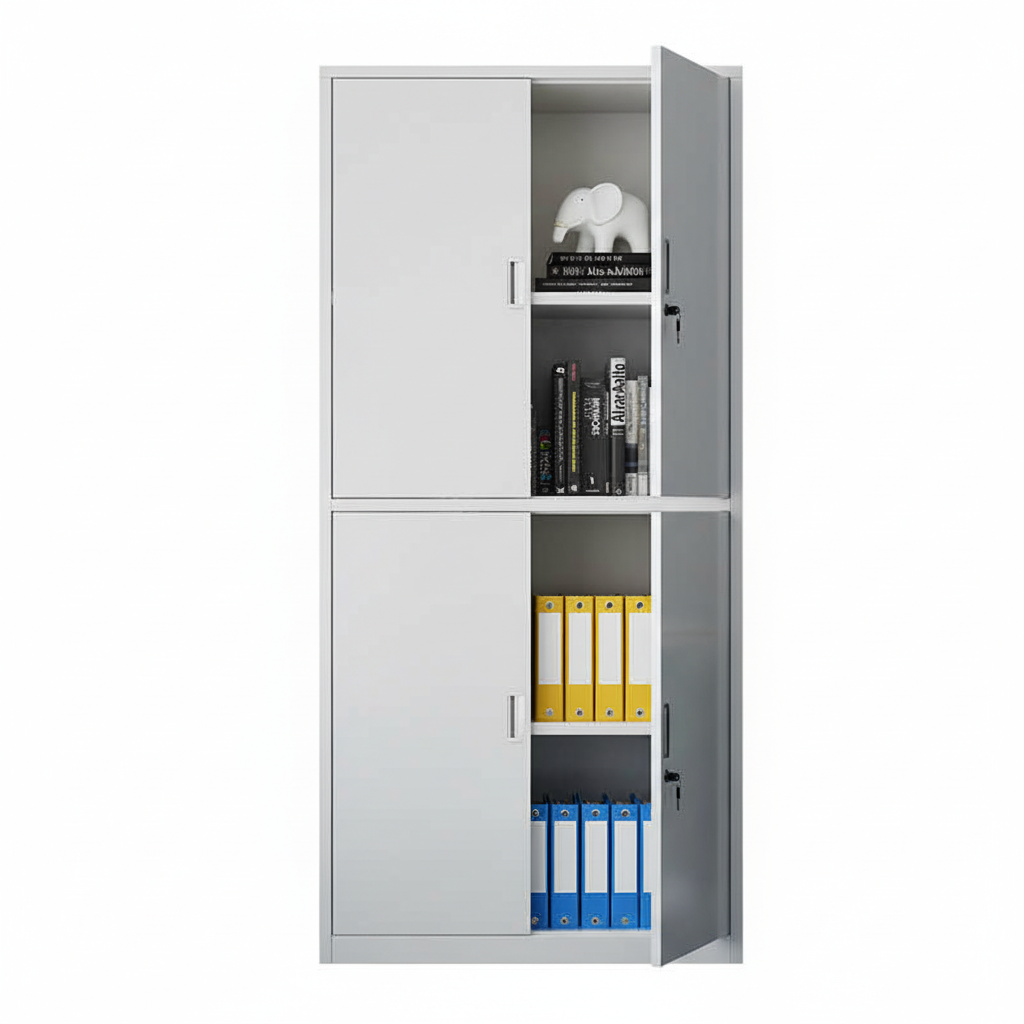 Steel Filing Cabinet with Double Lockable Doors and Adjustable Shelves for Office Storage