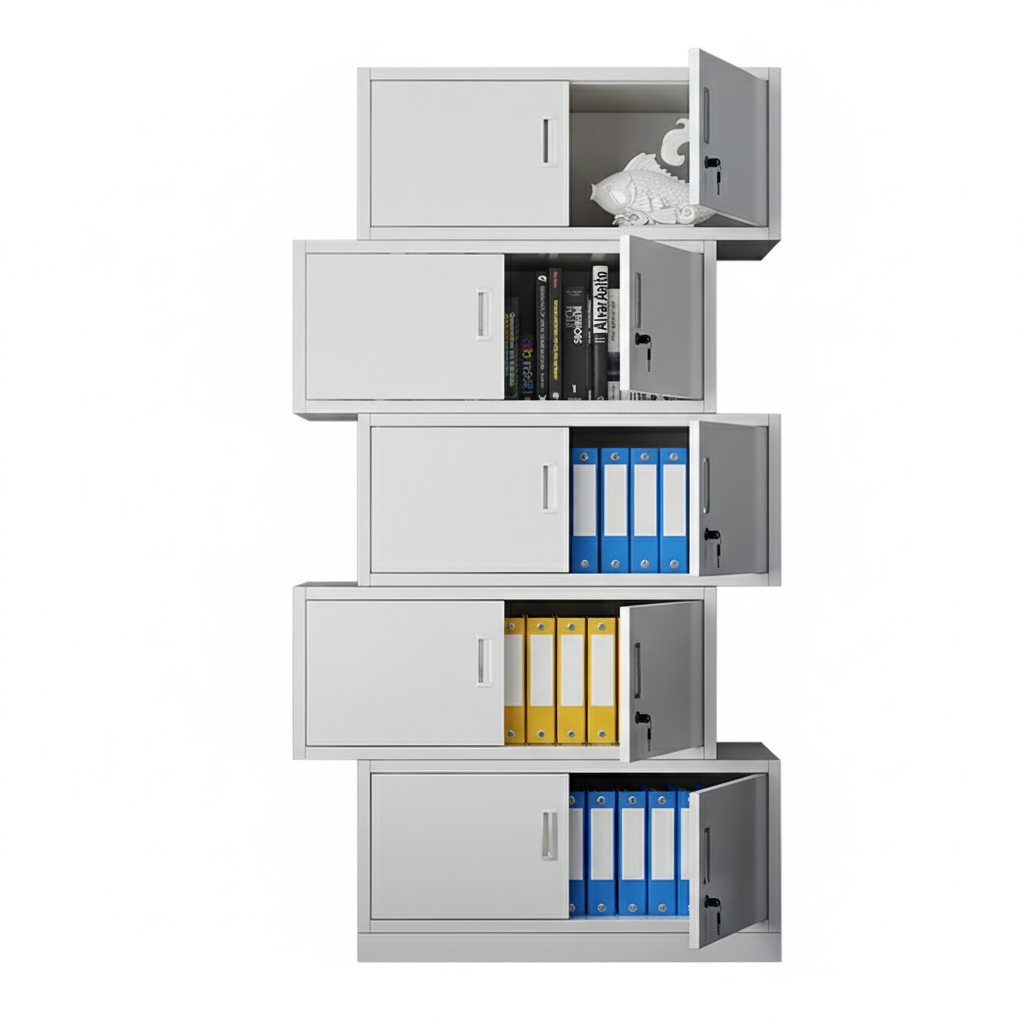 5-Compartment Steel Filing Cabinet – Individual Lockable Sections