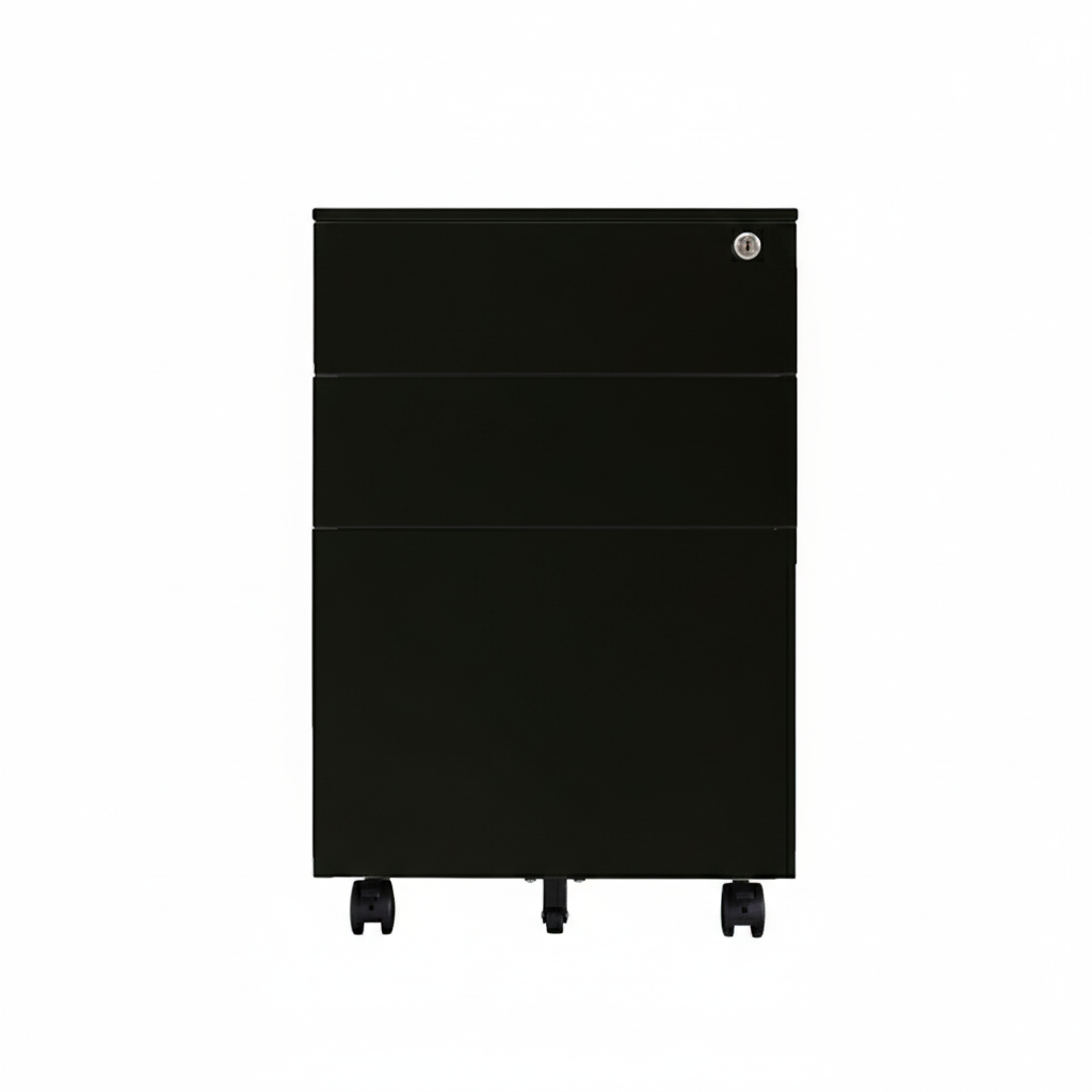Mobile Filing Cabinet with 3 Lockable Drawers and Caster Wheels