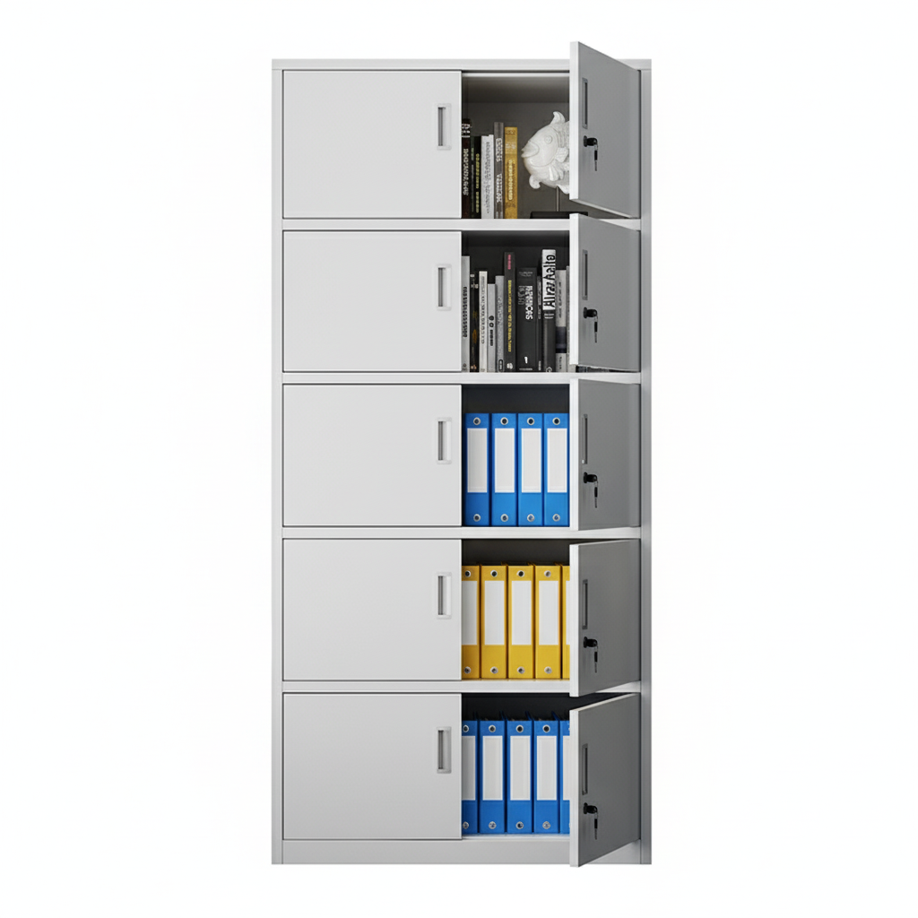 5-Section Steel Filing Cabinet – Multi-Compartment Office Document Storage Locker