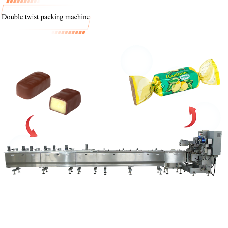 Hard Soft Toffee Round Chocolate Kinking Packing Double Twist Candy Wrapping Machine