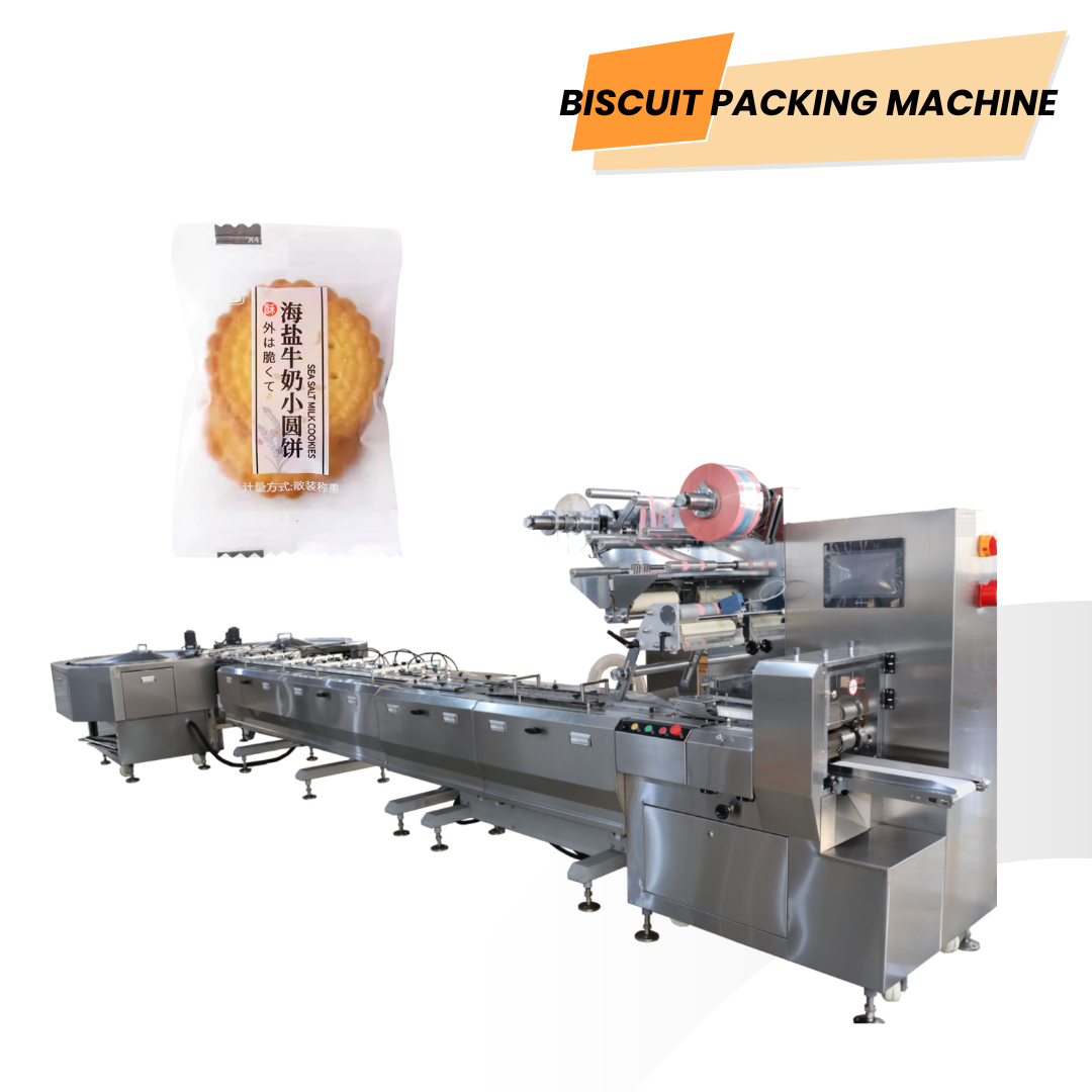 Automatic Biscuits Cookies Pillow Packing Machine Food Packaging Cake Wrapping Machine Double Disc Feeder 