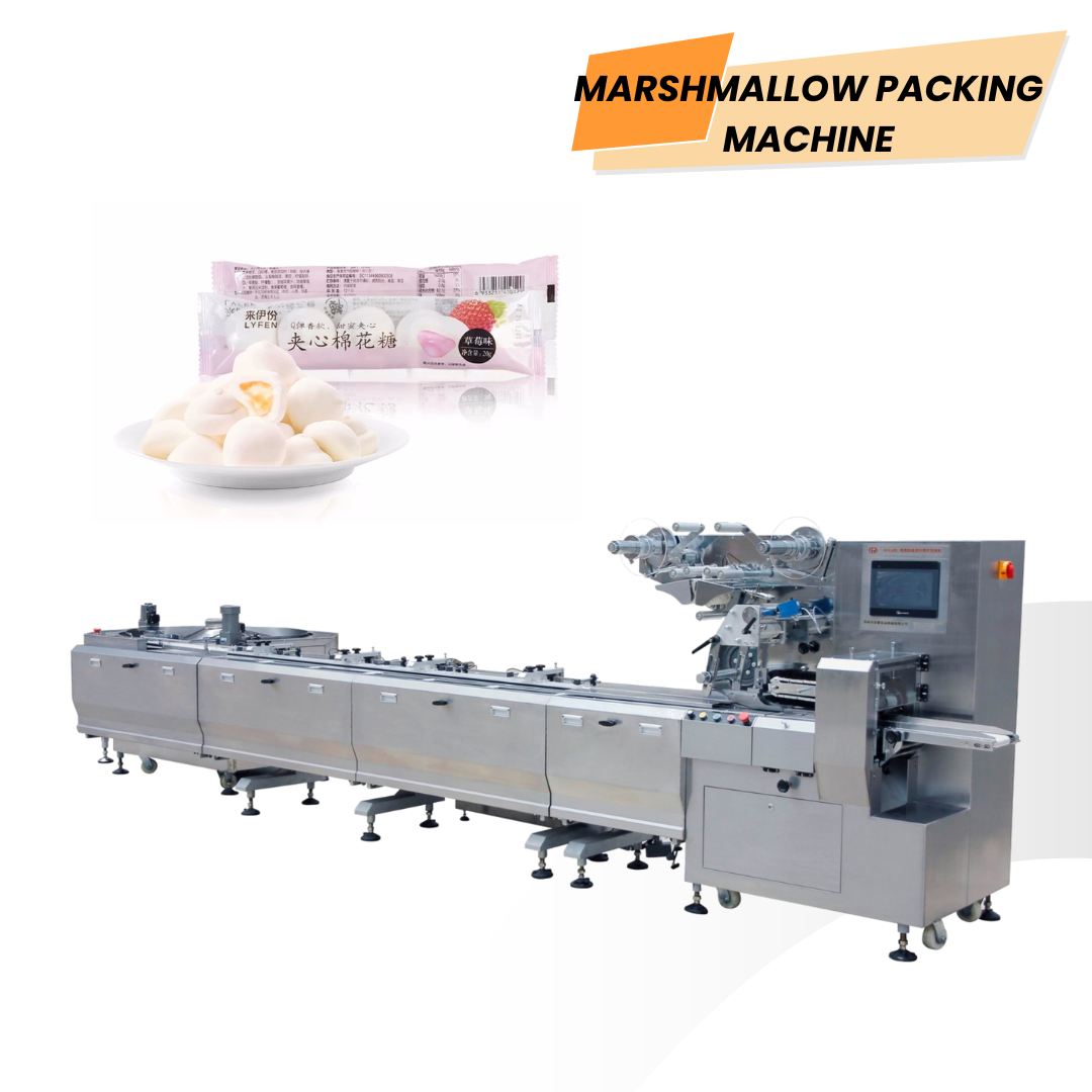 Automatische Marschmallow-Kissenverpackungsmaschine, Baumwollzucker-Fließverpackungsmaschine