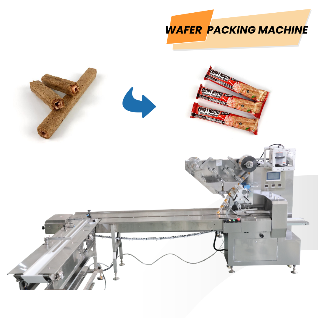Automatische Schokoladenriegel-Verpackungsmaschine, Waffel-Plätzchen-Kissen-Flow-Pack-Verpackungsmaschine
