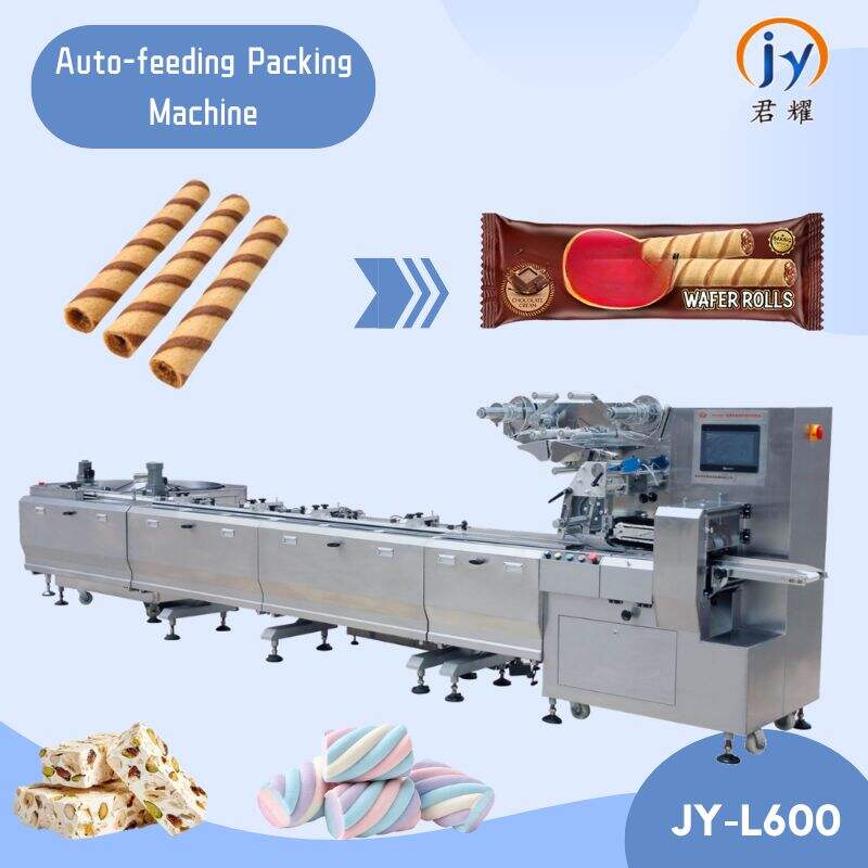 Automatic Disc Feeding Wafer Stick Flow Packing Machine Egg Roll Packaging Machine