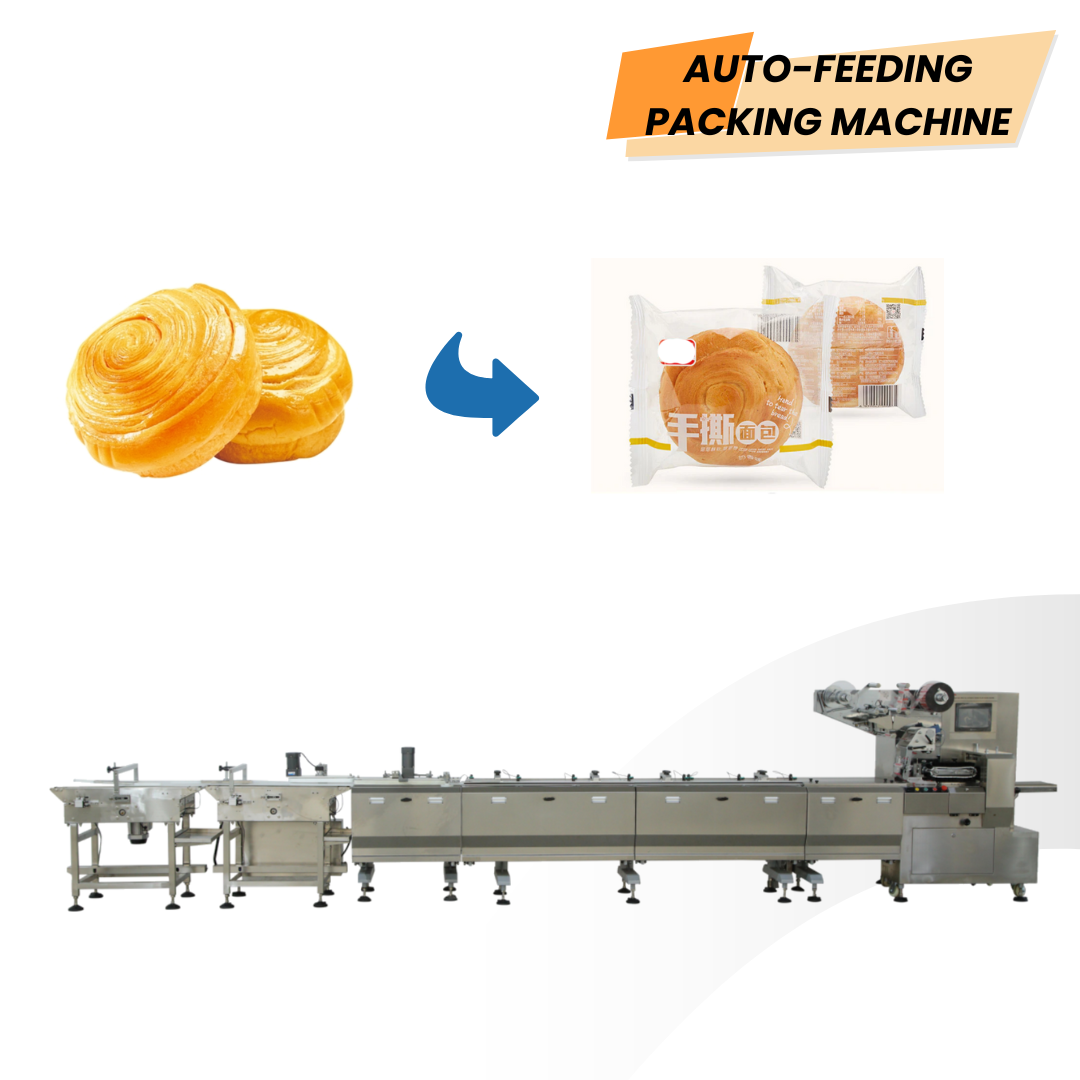 Bread Cake Food Packing Automatic Wrapping Flow Pillow Type Packaging Machine