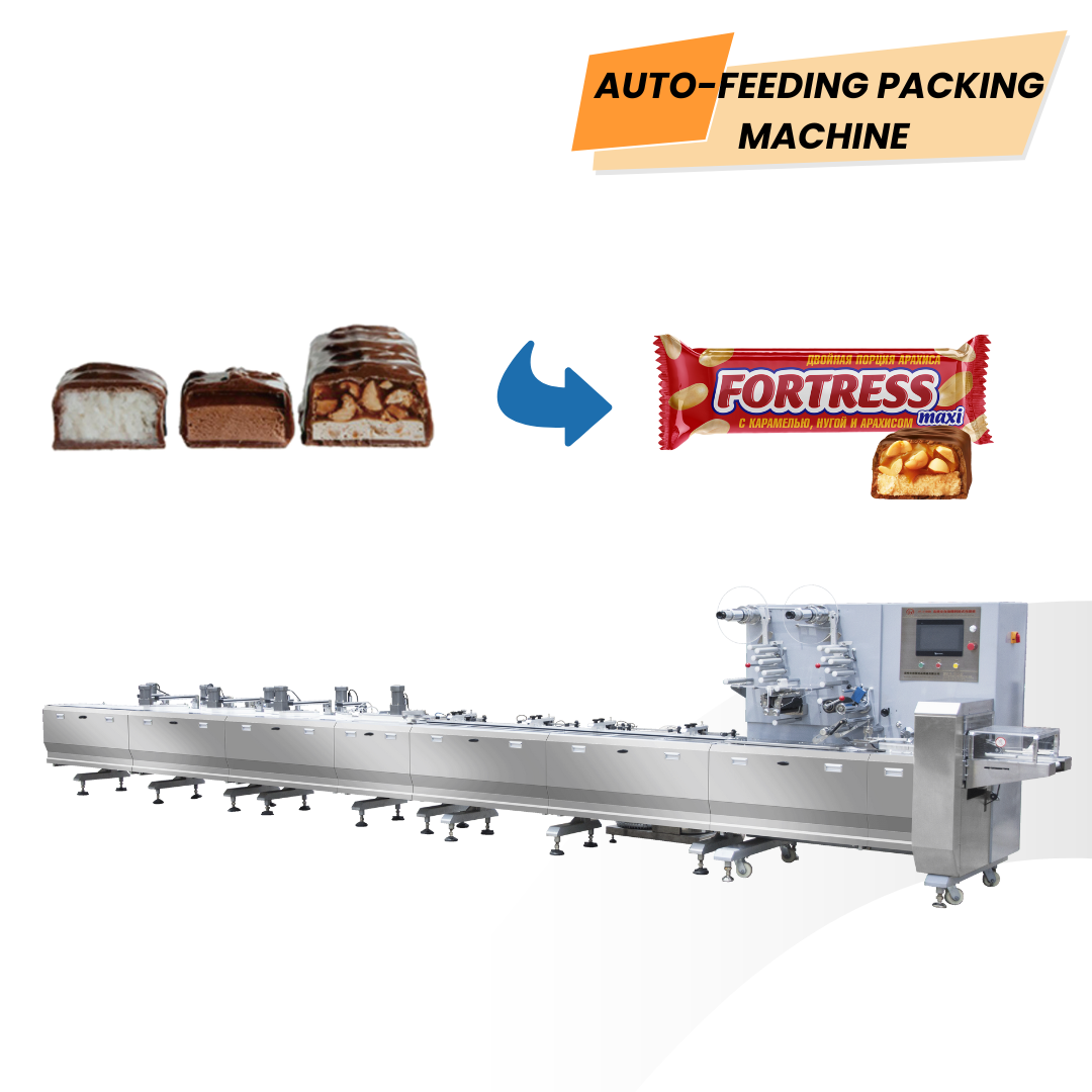 Pillow Machine Chocolate bar Packing Cereal Bar Flow Packaging Machinery Automatic Feeding Line