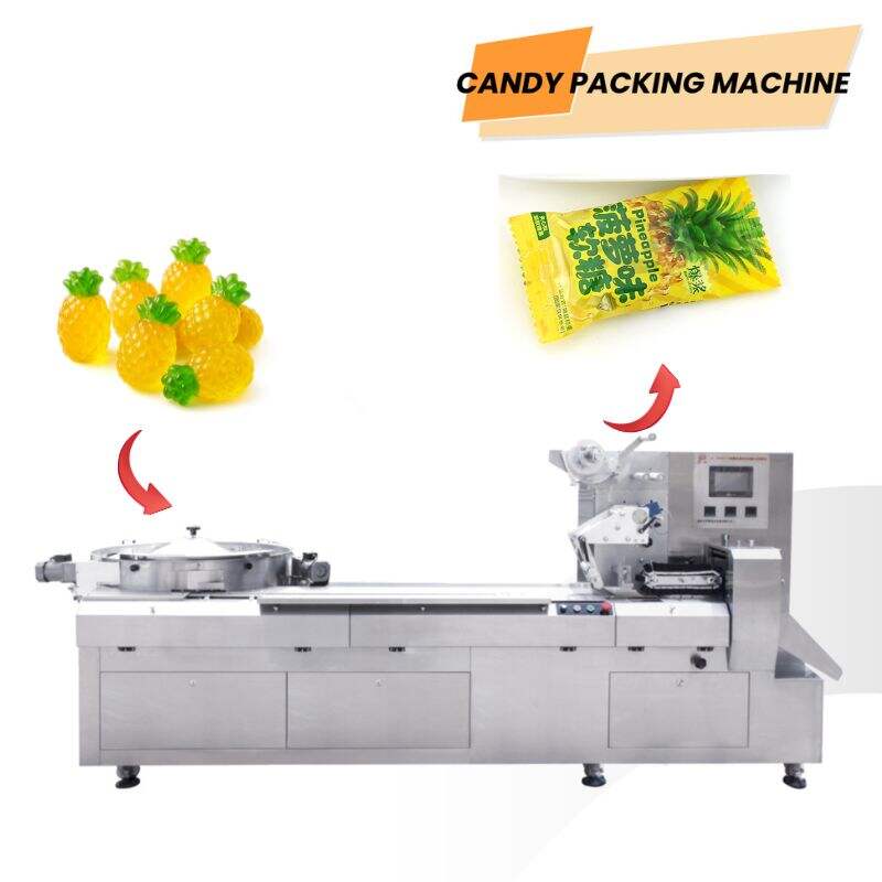 Hochgeschwindigkeits-Bonbon-Verpackungsmaschine für Kissenvorverpackung, Flussverpackung, 3D-Gummibärchen-Kissenverpackung, horizontale Verpackungsmaschine