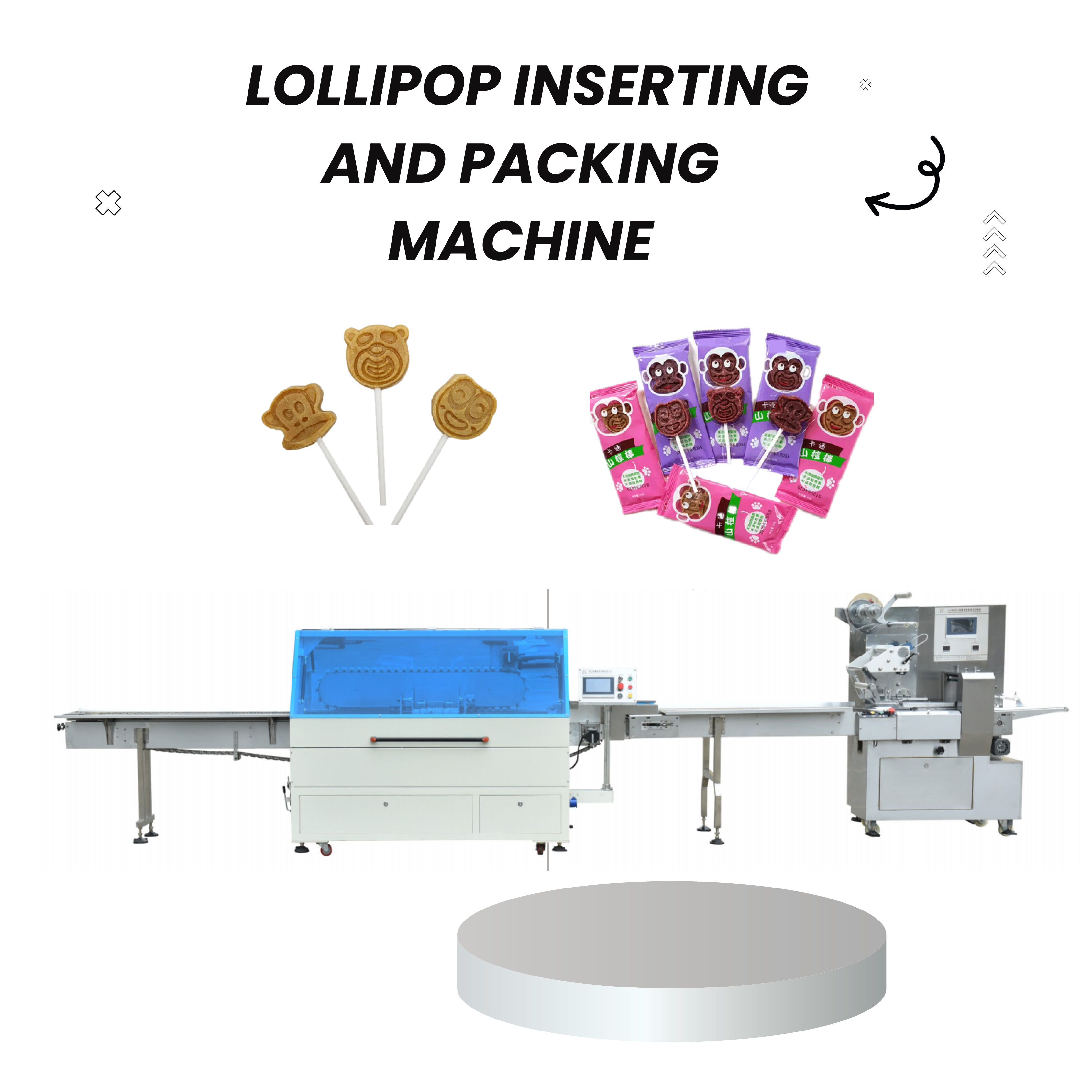 Automatic Pillow Type Lollipop Inserting and Packaging Machine