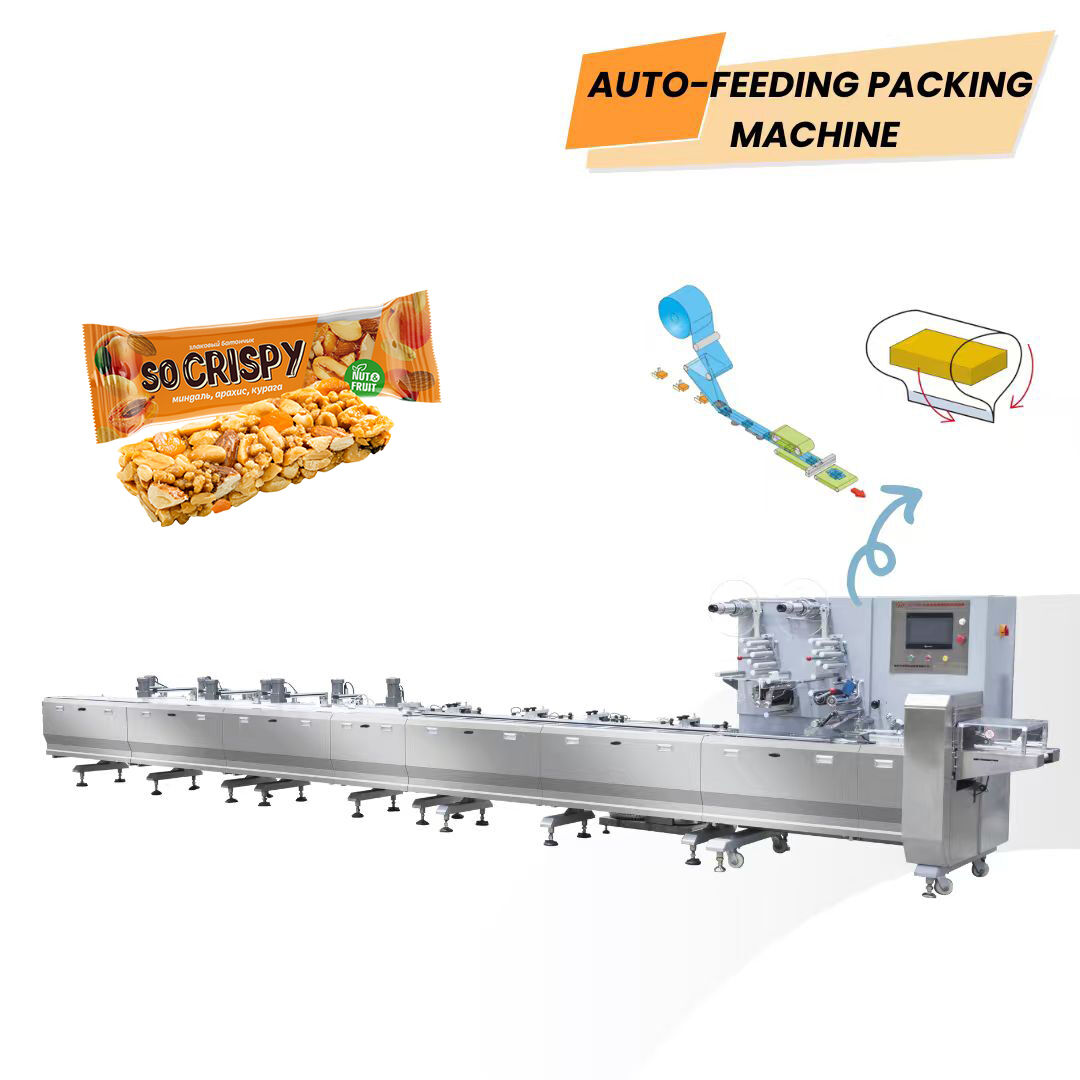 Machine d’emballage en coussinet pour chocolat à commande automatique par 9 servomoteurs — Machine d’emballage à flux continu