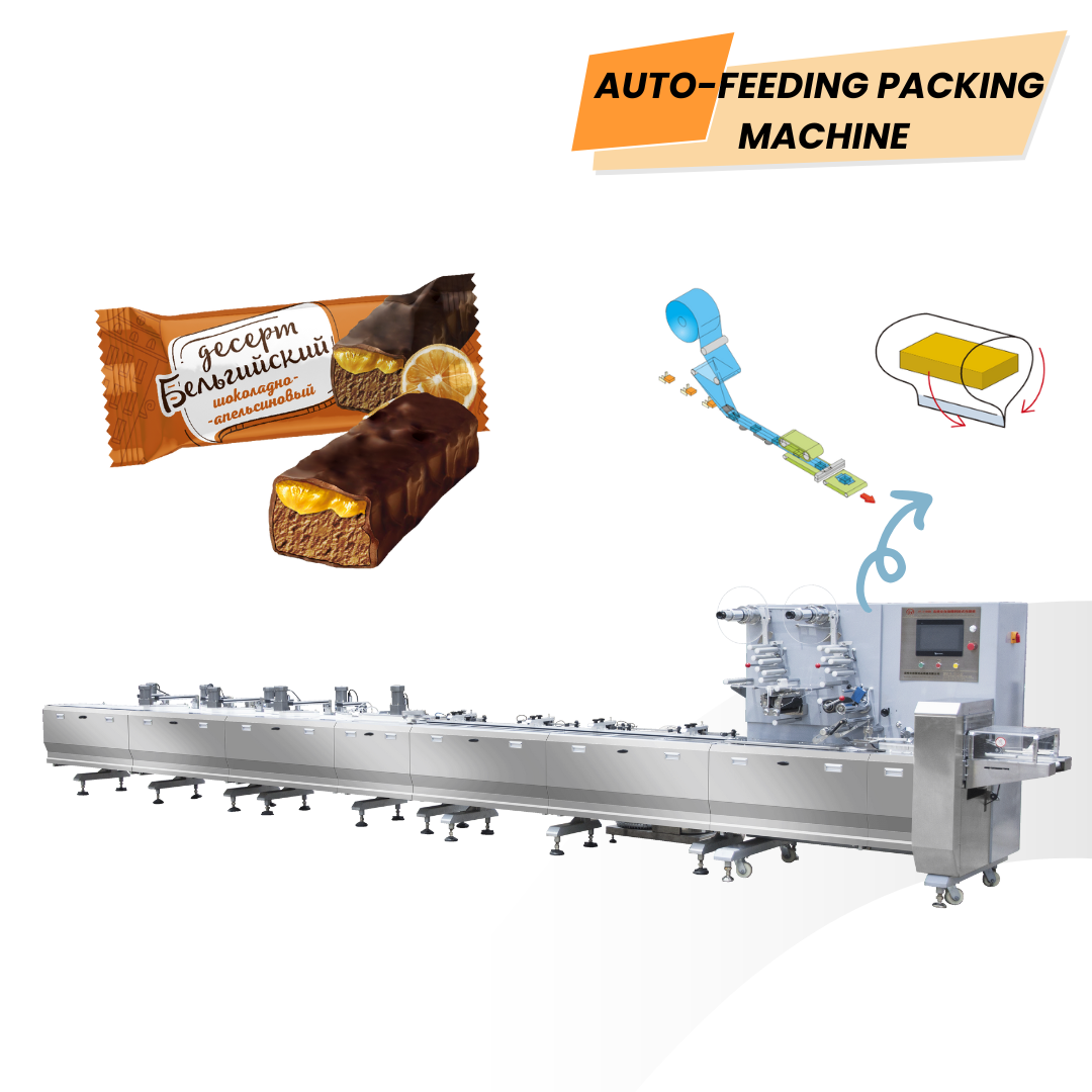 Automatic Food Packaging Chocolate Cereal Bar Protein Crisp Bar Flow Packing Machine