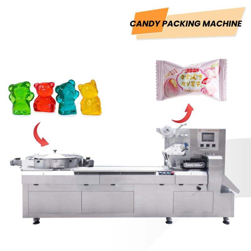 Hochgeschwindigkeits-Automatik-Gelee-Bonbon-Fließverpackungsmaschine, Kissenverpackungsmaschine für weiche Süßigkeiten, Bonbon-Verpackungsmaschine