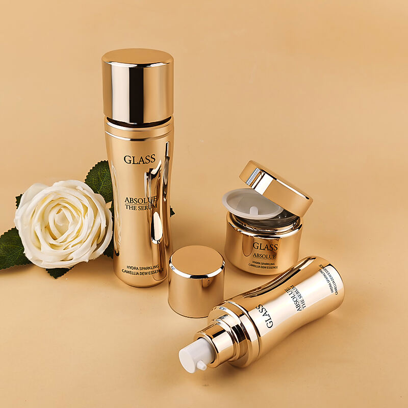 Großhandel Hochwertige Luxus Gold Hautpflege Glasflaschen HY-2455