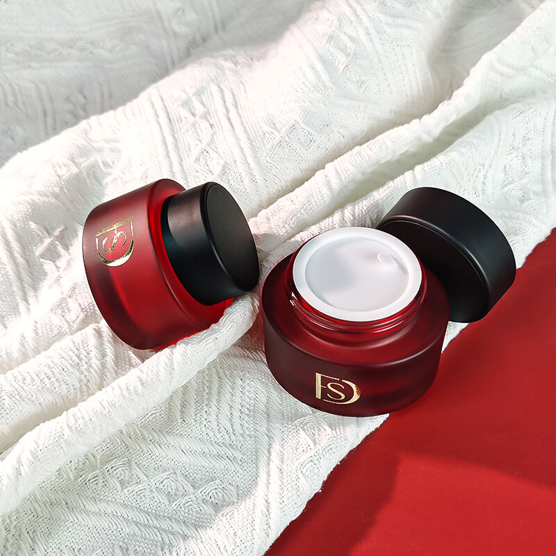 Luxe Donkerrood 30g 50g Glanzend Matte Glazen Potten met Deksels Huidverzorging Gezichtscrème Lotion Container
