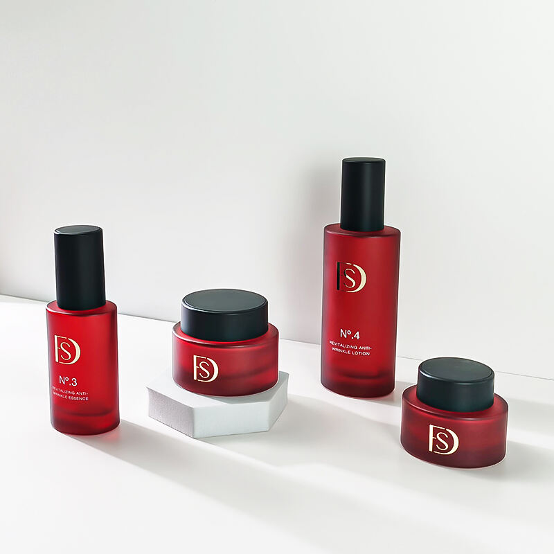 Luxe Donkerrood 30g 50g Glanzend Matte Glazen Potten met Deksels Huidverzorging Gezichtscrème Lotion Container