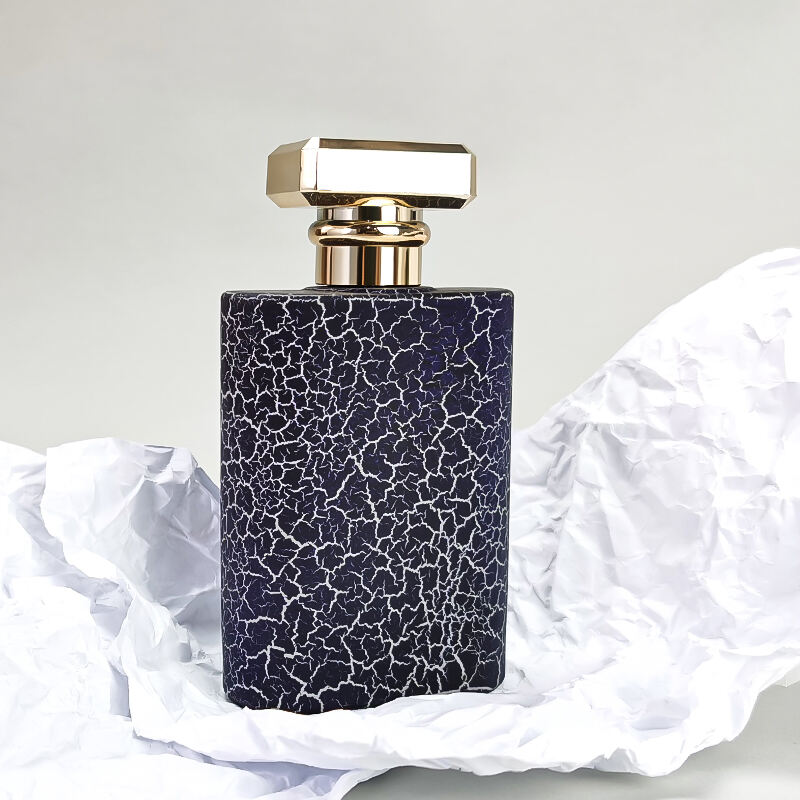 Neues Luxusflaches 100 ml Goldener Parfümglasflasche mit Sprühkopf und Box HY-S048