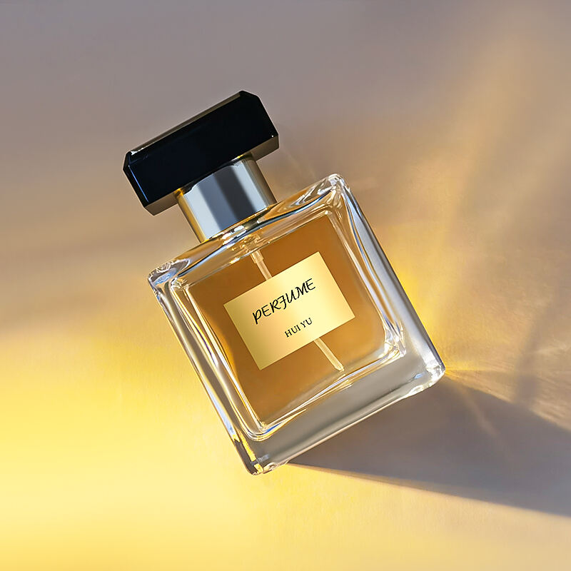 Umweltfreundliche Luxus Quadratische Transparente Leere 100ml Glas Parfumflasche Mit Schwarzen Goldenen Verschlüssen