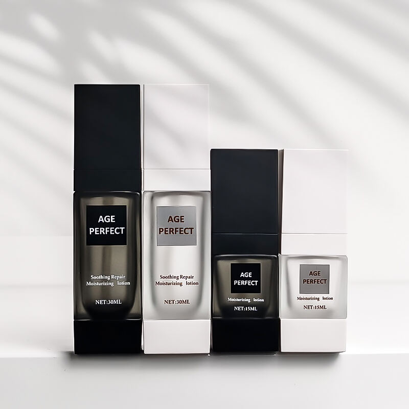 Tilpasset Private Label Glass Mat 15ml 30ml Creme Pumpeflaske Firkantet Tom Væskemake-up Flaske