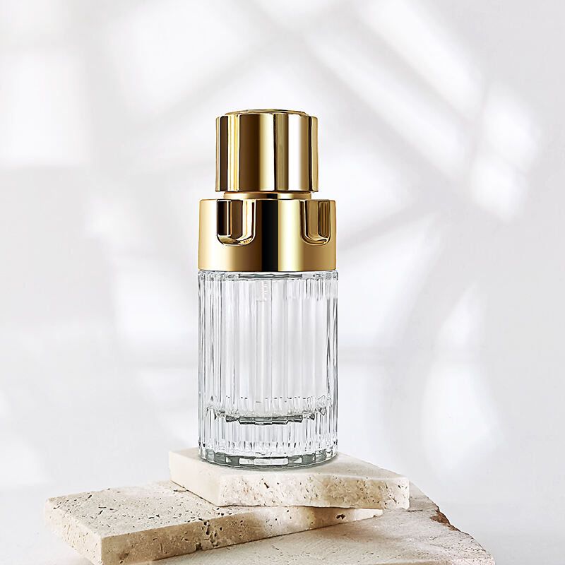 Luxusrotes Goldzylinderleeres Glas Kosmetikflaschen Set HY-2449