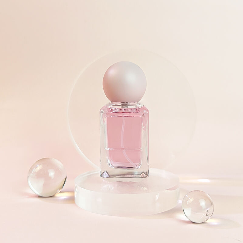Empty Custom Logo Perfume Packaging Square Refillable 30 ml 50 ml Pink Glass Perfume Bottles