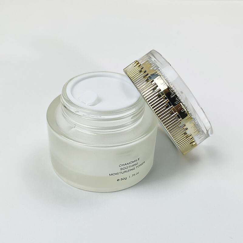 30g 50g Individuell bedruckt, Hot Stamping Weiß Gold Cremegefäß mit Krönchenverschluss für Kosmetika Hautcreme Glasflasche
