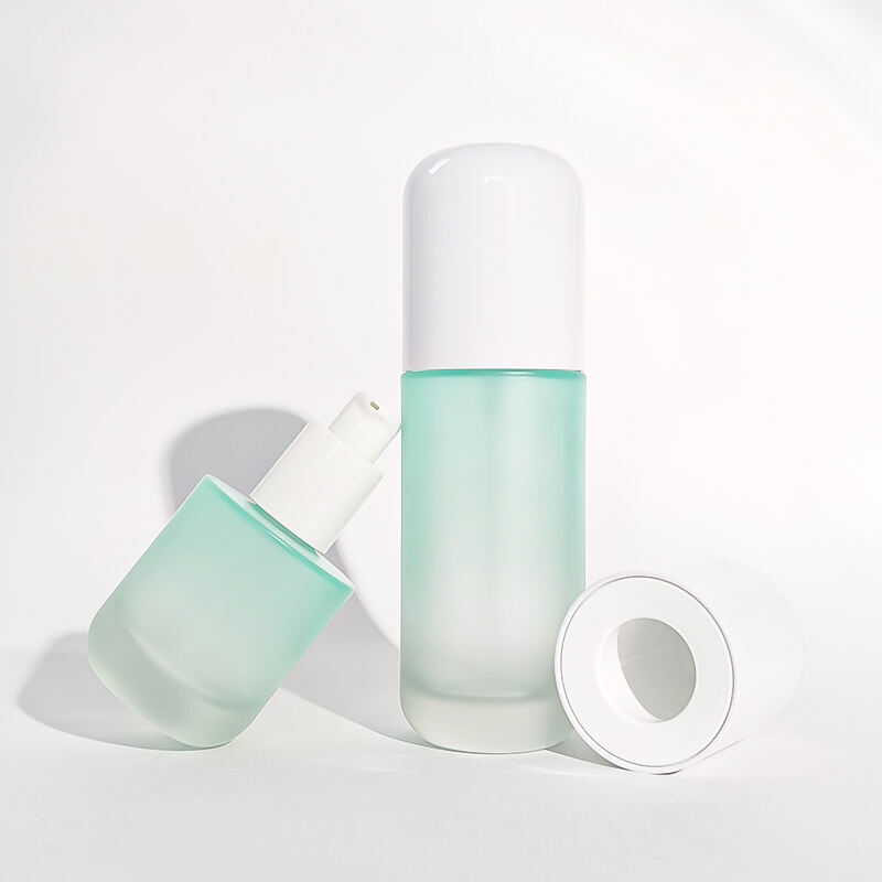 Gradient hellgrünes Glasset für Hautpflege mit weißen Verschlüssen HY-2458