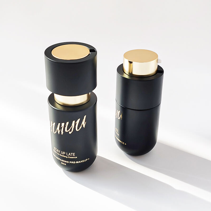High-End neues Design matt luxuriöse gold-schwarze Pflegeproduktverpackung Set HY-2467