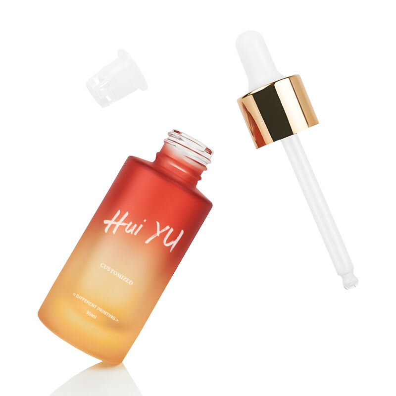Flaconi con contagocce in vetro da 30 ml personalizzati, colorati, a spalla piatta, con tappo a vite di sicurezza per bambini, confezione per sieri per la cura della pelle opaca