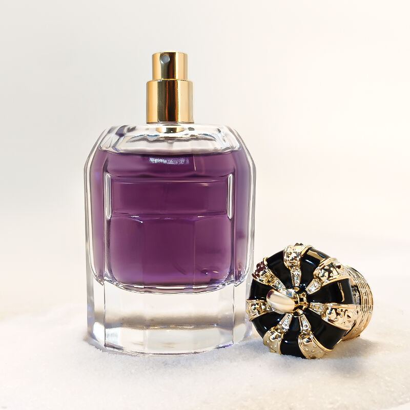 Luxus einzigartiges schönes Design Dicker Boden Klarglas Sprühparfümflakon 100 ml HY-S012