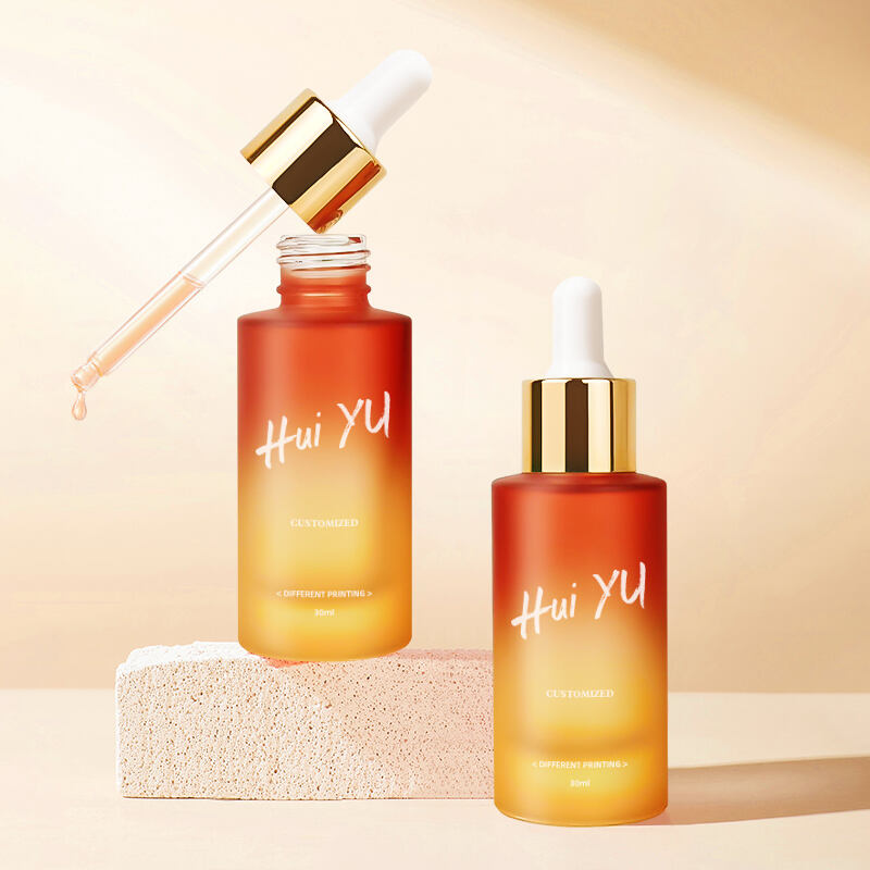 Flaconi con contagocce in vetro da 30 ml personalizzati, colorati, a spalla piatta, con tappo a vite di sicurezza per bambini, confezione per sieri per la cura della pelle opaca