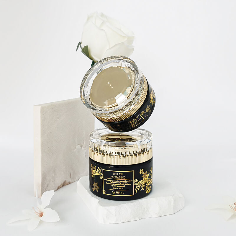 Neu Luxus Gold Schwarzes Glascremeflaschenset HY-2446